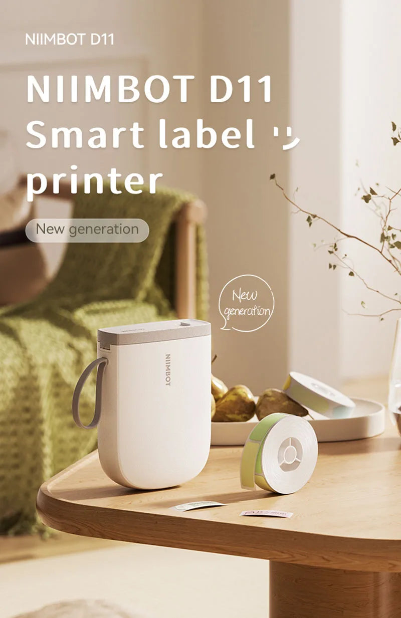 D11 Mini Label Printer 300DPI, Bluetooth Wireless Inkless Sticker Maker, Portable Label Machine for Name Tags, Kitchen & Home