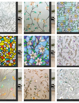 45/60/90Cm Rainbow Window Privacy Film 3D Decorative Vinyl Stained Glass Decals Static Cling Non-Adhesive Window Film Stickers