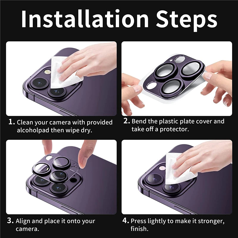 Full Cover Metal Camera Lens Protector on For iPhone 14 Pro Max Plus Tempered Glass For iPhone 11 12 13 Pro Max Mini Metal Film