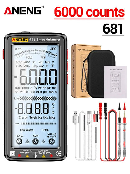 Rechargeable Digital Professional Multimeter Non-contact Voltage Tester AC/DC Voltage Meter LCD Screen Current Tester