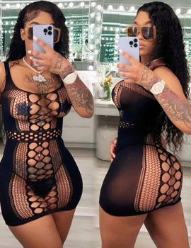 Women Intimates Lingerie Hollow Sleeveless Women Nightgown Underwear