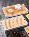 Bamboo Tea Tray Home Living Room Kungfu Tea Set Small Tea Tray Draining Dry Soaking Table Storage Wet And Dry Use