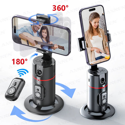 P02 360 Rotation Follow-up Gimbal Stabilizer Monopod Desktop Tracking Gimbal with Remote for Phone Live Photography