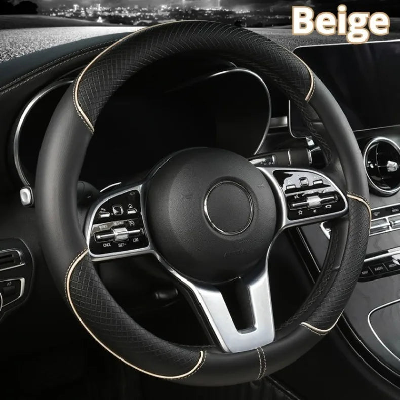 Universal Leather Diamond Steering Wheel Cover 37CM 38CM