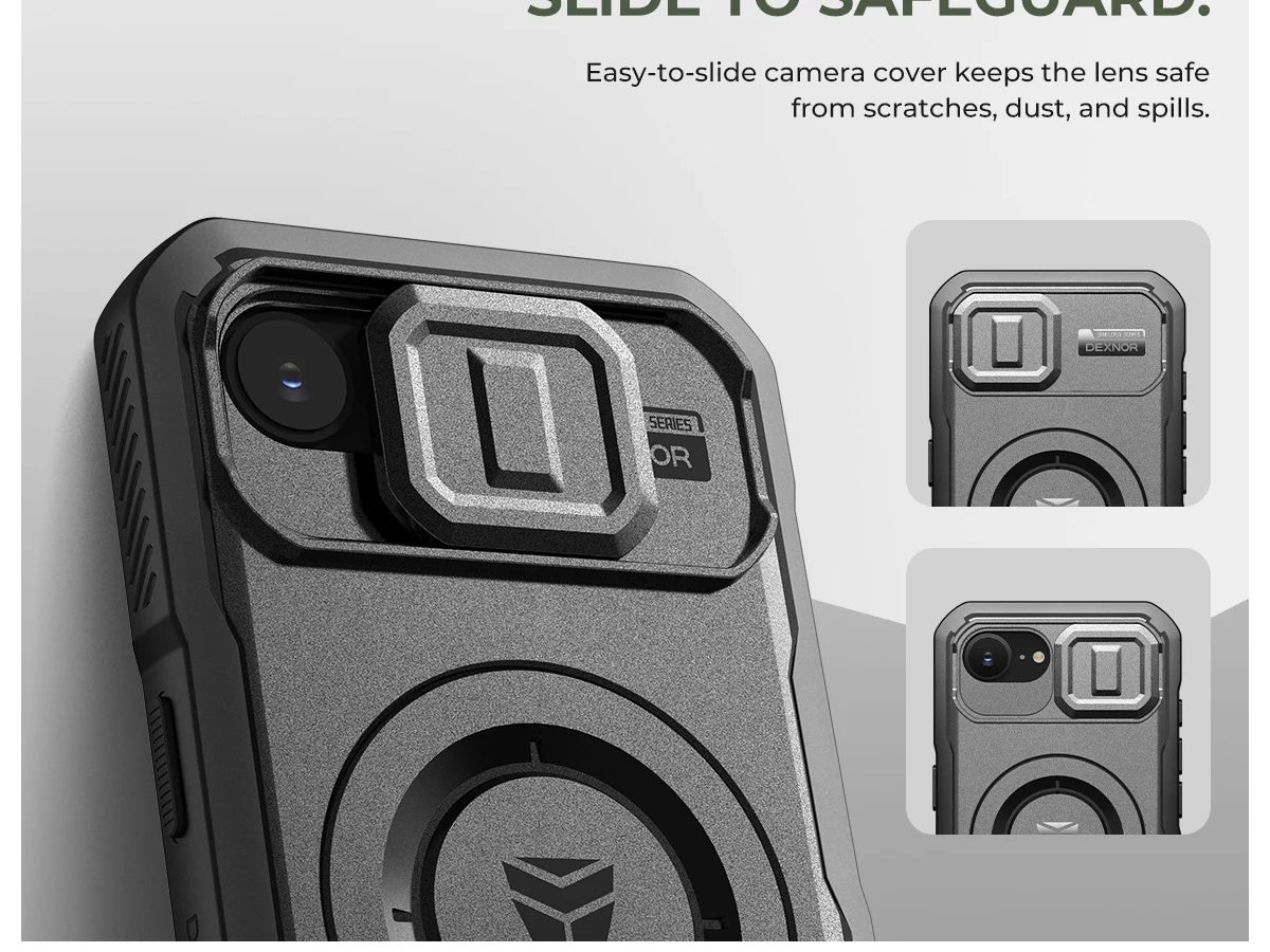 For iPhone 16e Compatible MagSafe Case with Slide Camera Cover and Adjustable Kickstand Shockproof Bumper Slim Protective Case