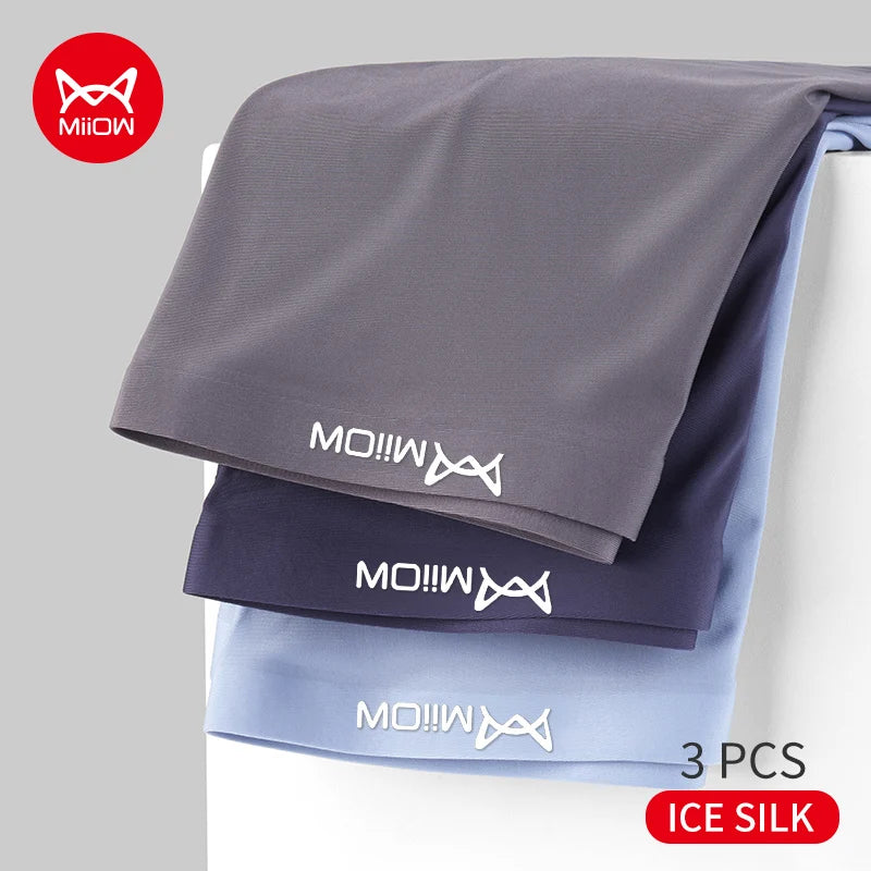 3-Pack Men’s Ice Silk Ultra-Thin Seamless Boxers – Breathable & Comfortable