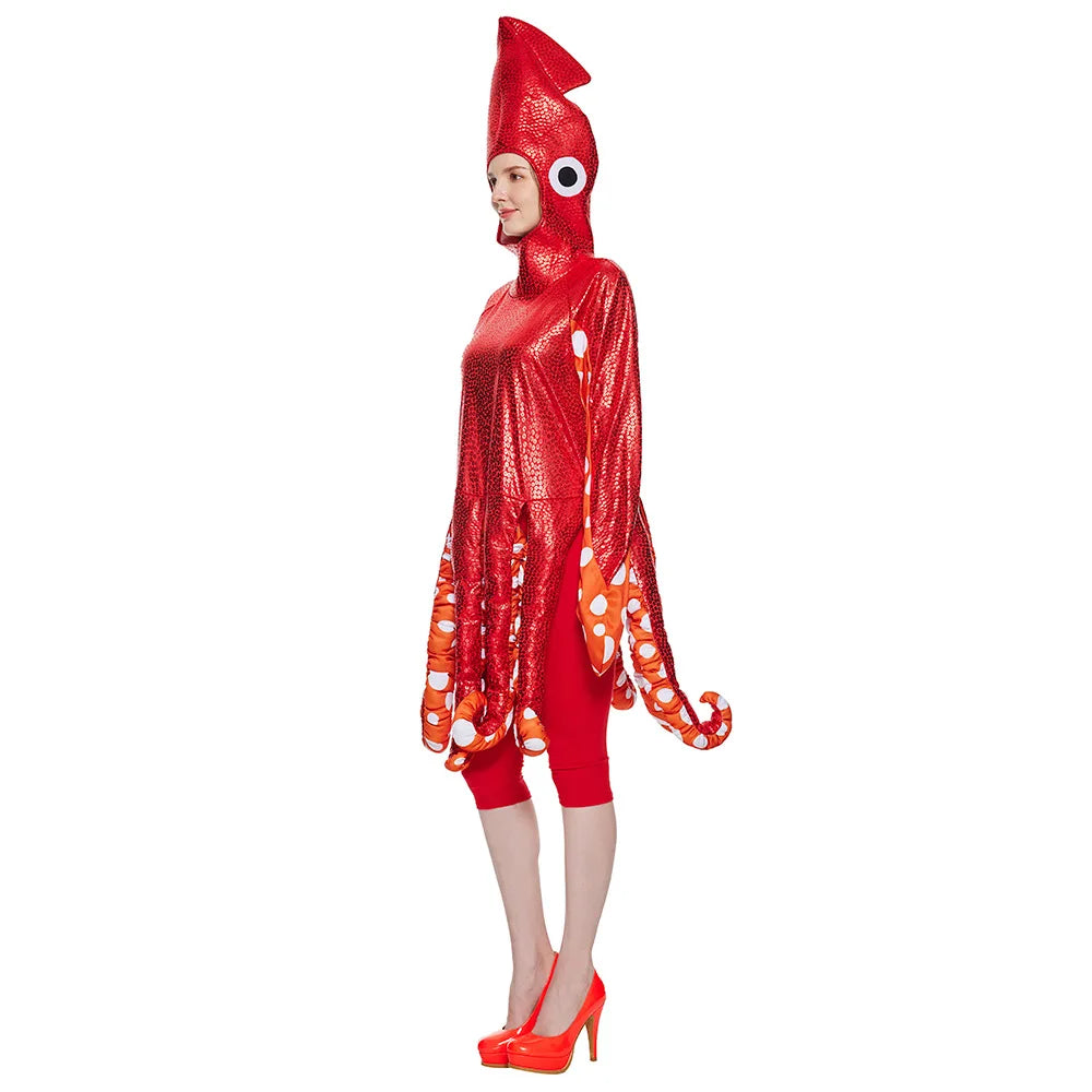 Spot New Halloween Squid Cos Costume Mar Life Party Jumpsuit Funny Costumes