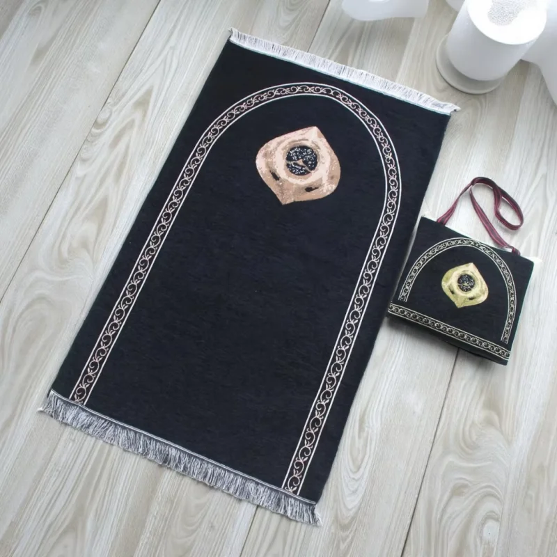 Muslim Prayer Rug With Portable Bag Prayer Beads Muslim Gift for Women Men Soft Mat Islam Gifts Set for Ramadan Eid Hajj Travel