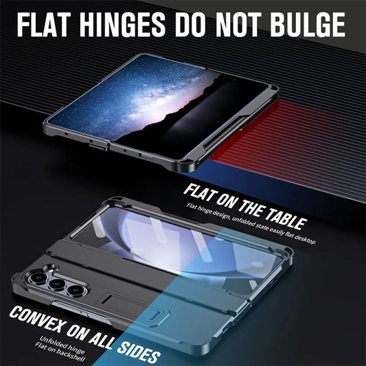 Phone Case With Pen Slot Stylus Hinge bracket Shell Membrane For Samsung Galaxy Z Fold 5 4 3 Case All-Inclusive Z Fold 6 3 Cover