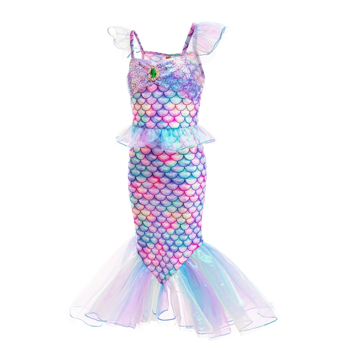 Ariel Mermaid Dress Gown Fashionable Princess Roleplay Costume for Girls