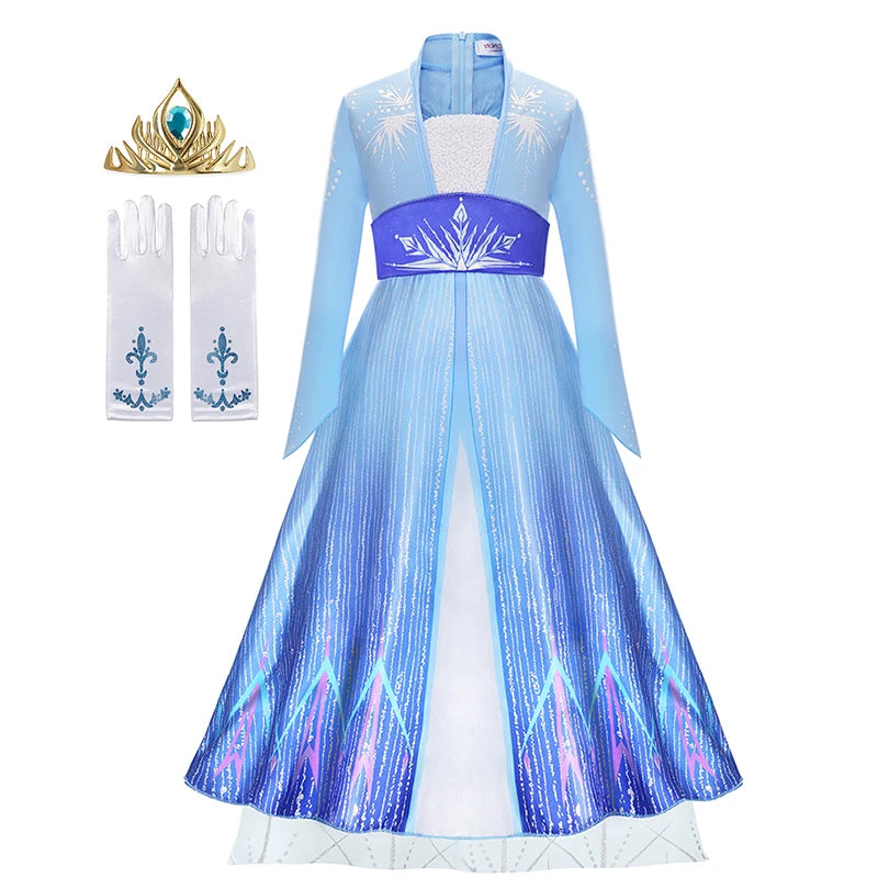 Disney Frozen Girls Dress Elsa 2  Children Christmas Party Princess Costume Kids Snow Queen Performance Elegant Dress Vestidos