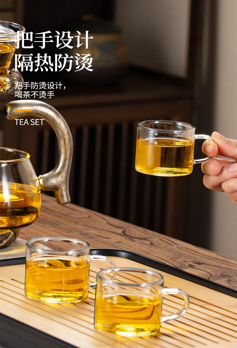 Glass Kung Fu Tea Set with Magnetic Suction Teapot and Tea Cups 900ml