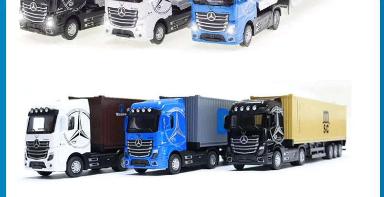1:50 Diecast Alloy Truck Head Model Toy Container Truck Pull Back With Light Engineering Transport Vehicle Boy
