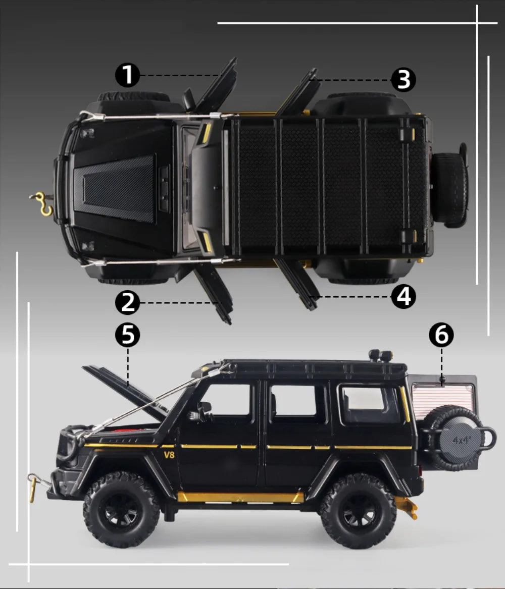 1:24 Alloy Diecast Toy Car Model G550 4X4 Adventure Edition Off Road Vehicle Model with Sound Light SUV Toy