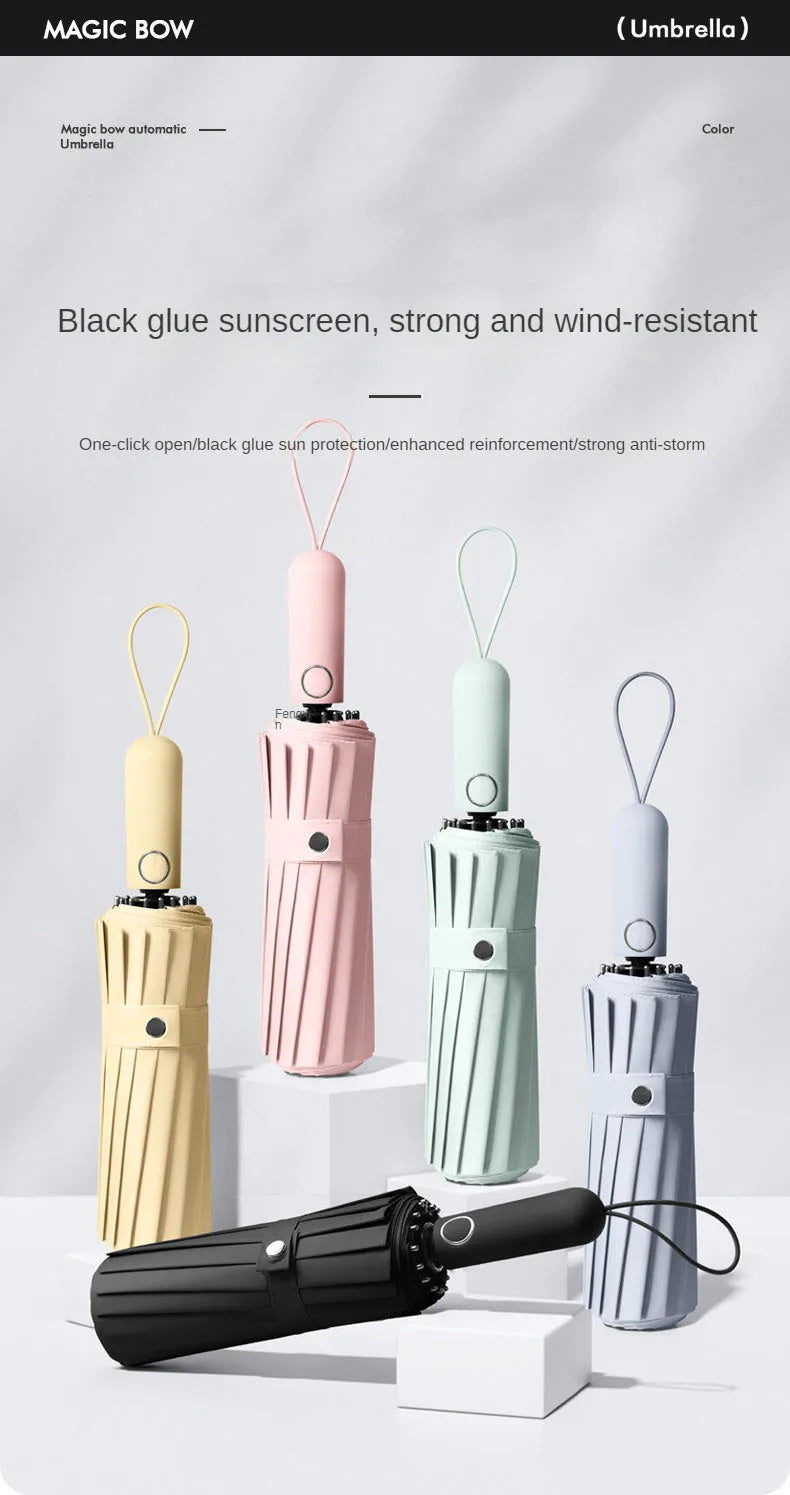 Automatic Folding Umbrella 16 Bone Windproof Large 105cm Sun Shade Rain Protection Travel Umbrella