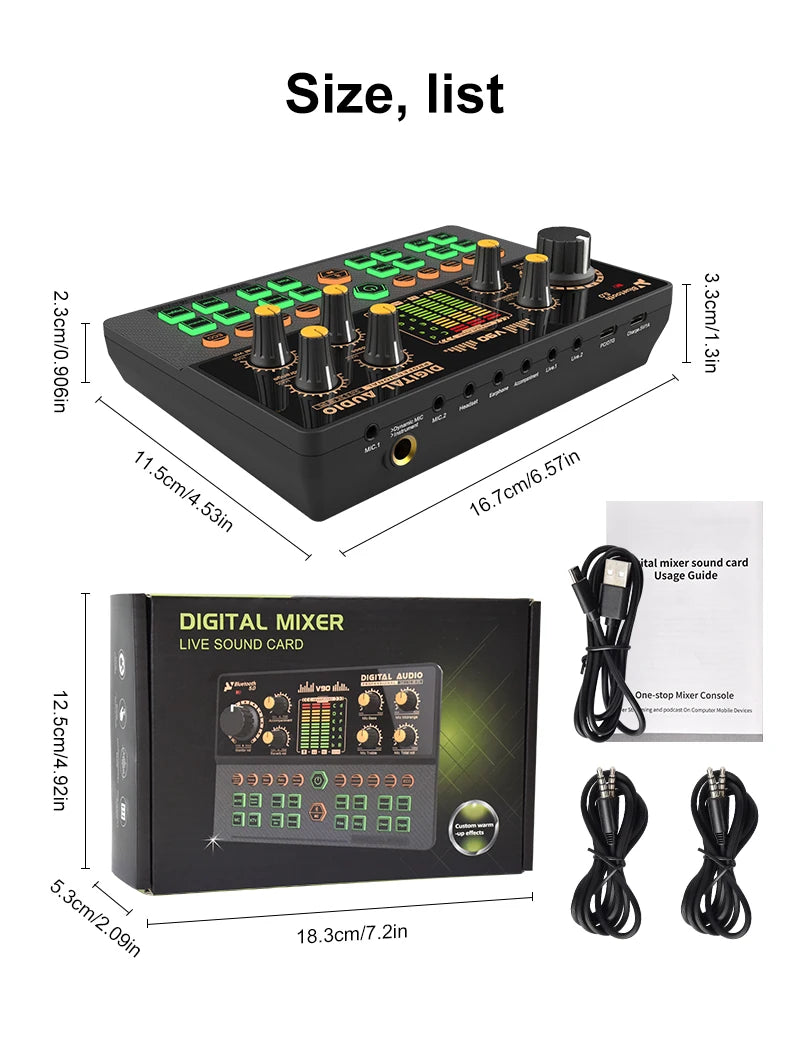 Gaming Audio Mixer,Streaming Mixer with Audio Interface BT Sound Board Voice Changer Sound Card,for PC Phone Live Streaming