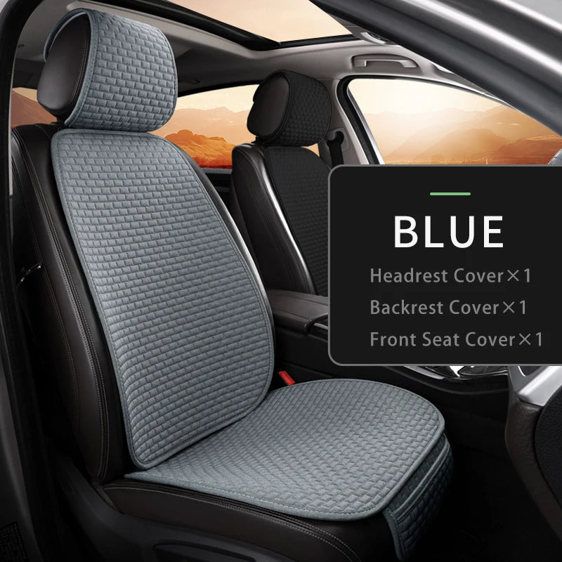 Karcle Car Seat Cover Full Set Front Rear Linen Car Cushion Breathable Universal Seat Pad Auto Protector Mat Interior Accessory