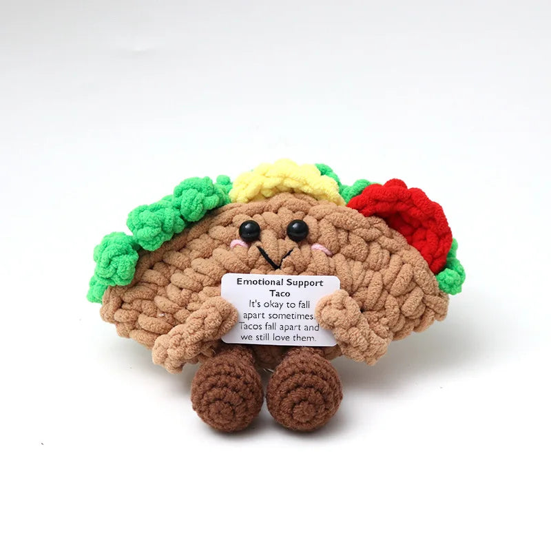 3 Pcs Positive Crochet Hedgehog Doll with Affirmation Card Home Room Decoration Funny Handmade Plush Doll Ornaments Christmas Gifts