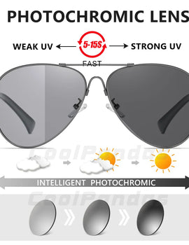 Photochromic Titanium Alloy Polarized Men Sunglasses