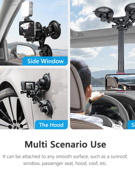 for Gopro Accessories 9CM Adjustable Tri Angle Suction Cup Mount with Extension Rod for Smartphone for Insta360 X3 X2