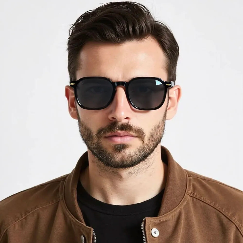 Vintage Square Acetate Frame Sunglasses With UV400 Protection