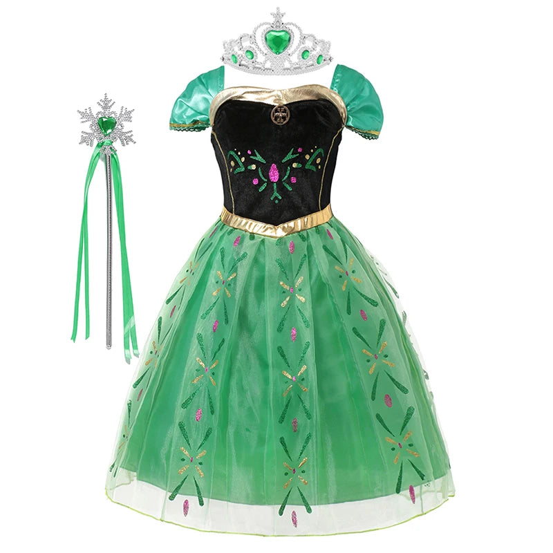 Disney Frozen Anna Dress Children Christmas New Year Princess Dress Girl Fancy Birthday Carnival Party Gown Children Clothes