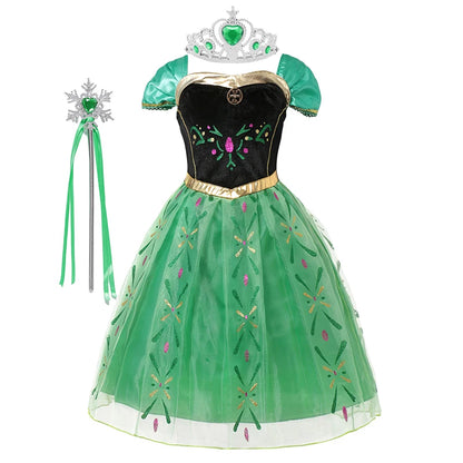 Disney Frozen Anna Dress Children Christmas New Year Princess Dress Girl Fancy Birthday Carnival Party Gown Children Clothes