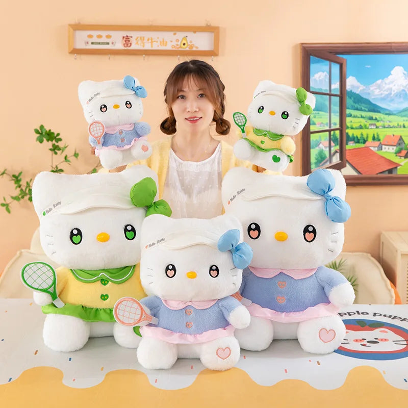 Cute Cat Character Tennis Theme Plush Stuffed Doll Toy