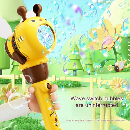 Electric Bee handheld Bubble Machine Toy Fully Automatic Light Blowing Bubble Gun Stick Kids summer Toys