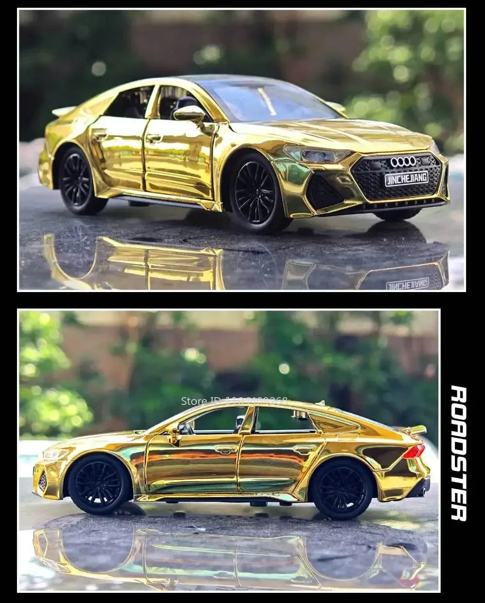 1:32 Scale RS7 RS6 Sports Car Toy Model Light Sound Pull Back Diecast Metal Miniature Vehicles Models Desktop Ornaments
