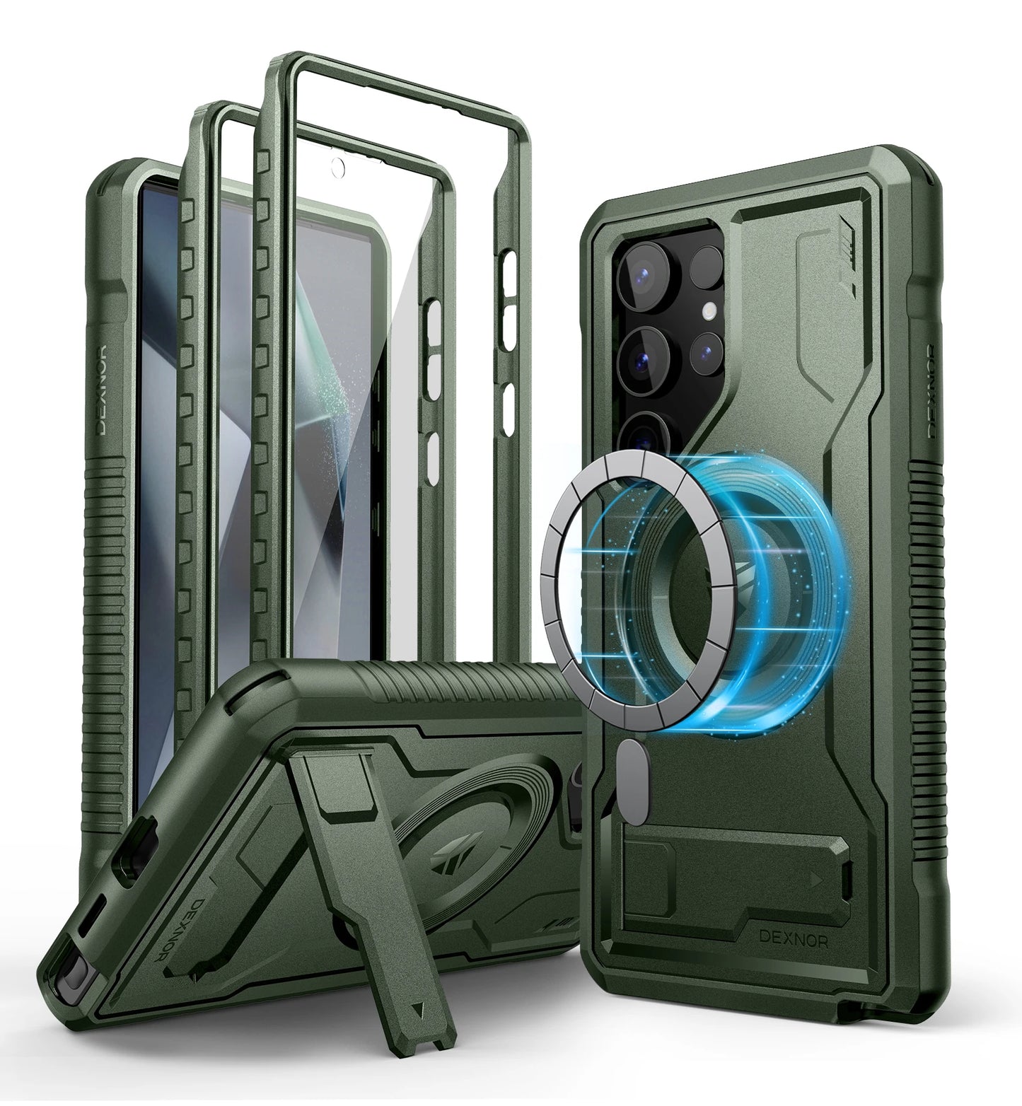 Magnetic Case for Samsung Galaxy S24 Ultra 5G Full Body Shockproof Cover Built-in Kickstand and Screen Protector