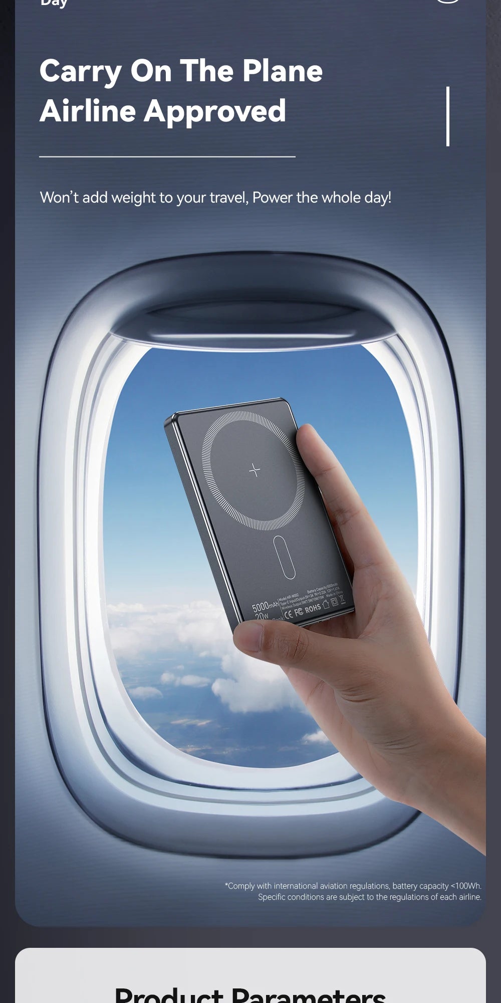 5000mAh Magnetic Power Bank 20W PD Wireless Fast Charging Slim Portable Charger for iPhone MagSafe