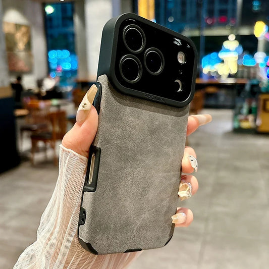 Luxury Leather Lambskin Shockproof Phone Case For iPhone 17 16 Pro Max 17Air 15 14 Plus Matte Cover