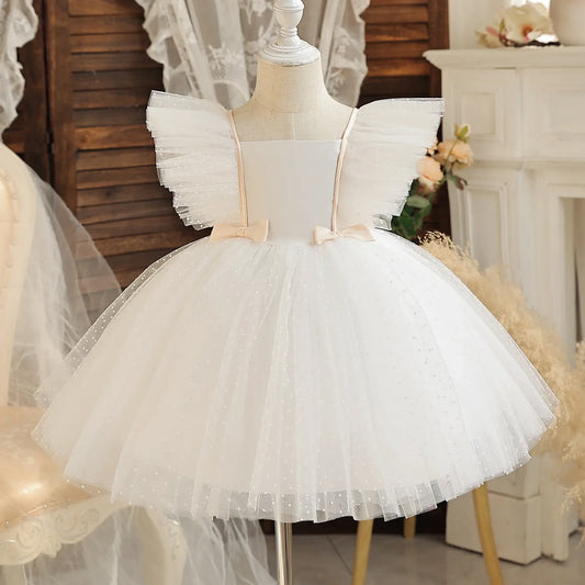 Flying Sleeve Polka Dot Mesh Princess Dress
