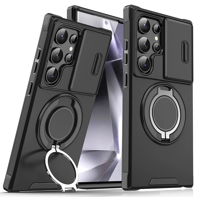 Luxury 360 ° Rotating Hidden Metal Ring Car Holder Armor Phone Case For Samsung S24 Ultra S21 S22 S23 Ultra Plus