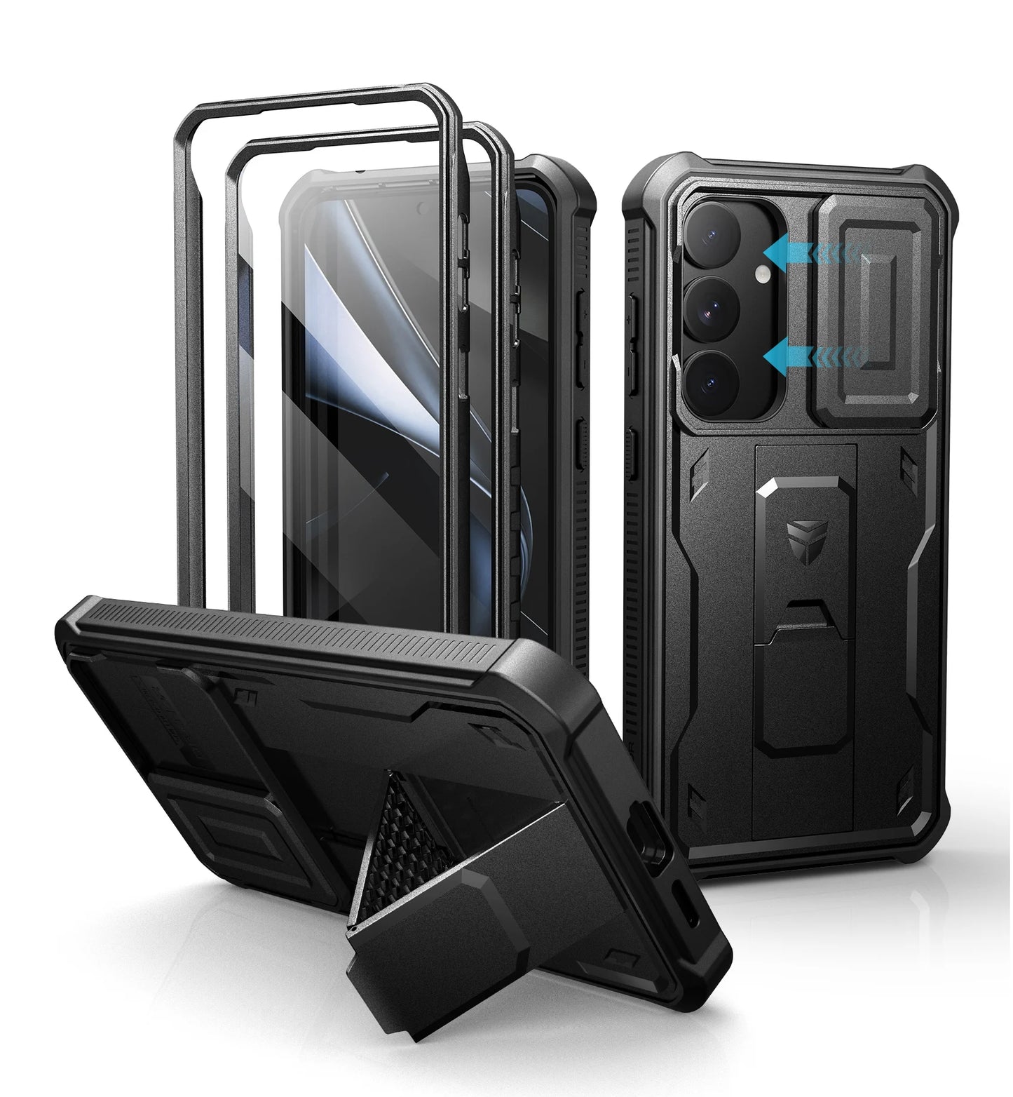 For Samsung Galaxy S25 Plus 2025 Case Full Body Rugged Case with Camera Cover & Built-in Screen Protector Kickstand Case