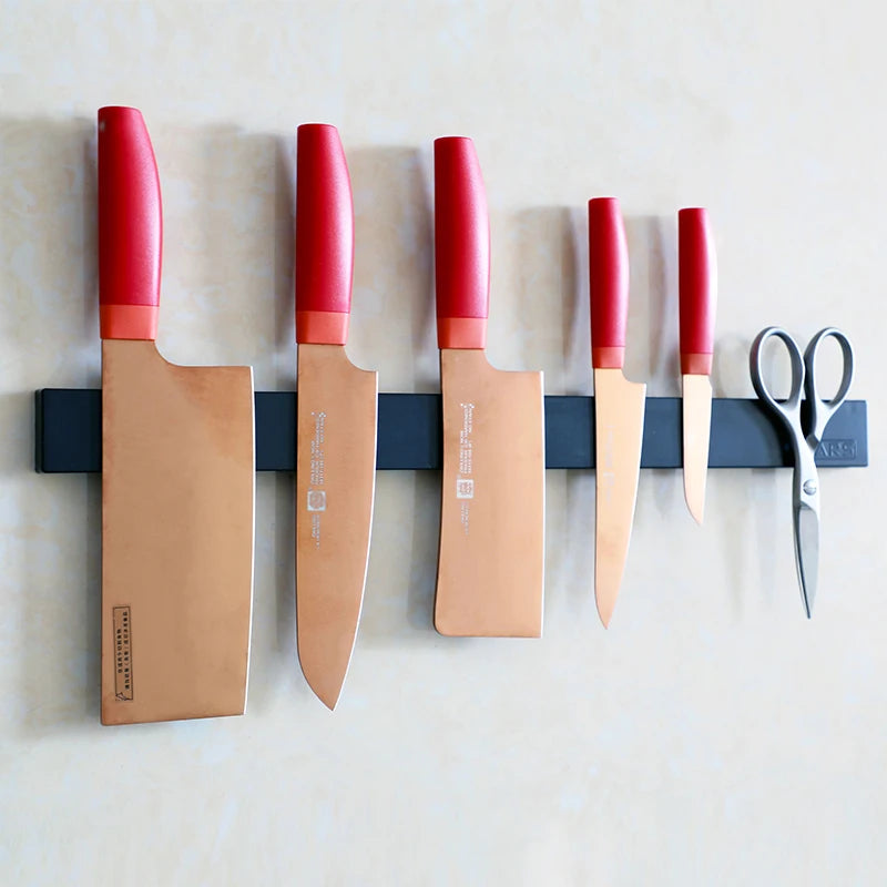 Magnetic Knife Bar Strip Black Kitchen Knife Rack Scissors Utensil Storage Organizer Knife Holder Wall Mount Magnet Knife Stand