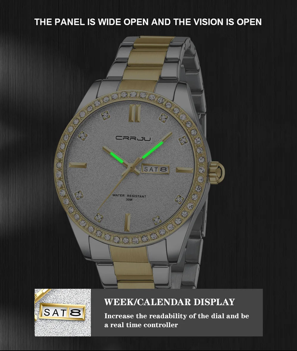 Fashion Business Men Watches Stainless Steel Quartz Wrsitwatches Auto Date Clock with Luminous Hands Relogio Masculino