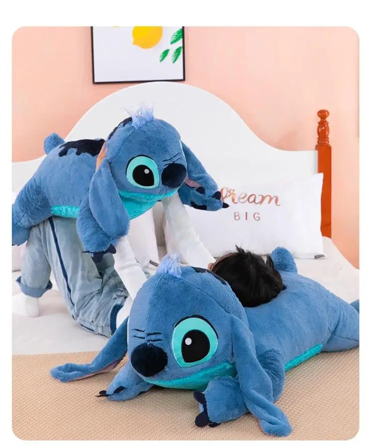 Giant 100cm Disney Stitch Plush Stuffed Doll Blue Kawaii Cartoon Animal Sofa Sleeping Soft Pillow Toys  Girls Birthday Gift