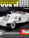 Diecast 1/18 1936 500K Classic Car Alloy Metal Model Sound And Light Toy Collect Display Ornament