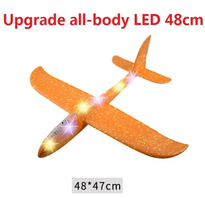 48cm LED DIY Kids Toys Hand Throw Flying Glider Planes Foam Aeroplane Model Party Bag Fillers Flying Glider Plane Toys Kids Game