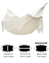 Macrame  Double Hammock Bohemian Woven Fringe Tassels Canvas Large Hanging Swing Bed Chair for Beach Yard Bedroom Patio Porch