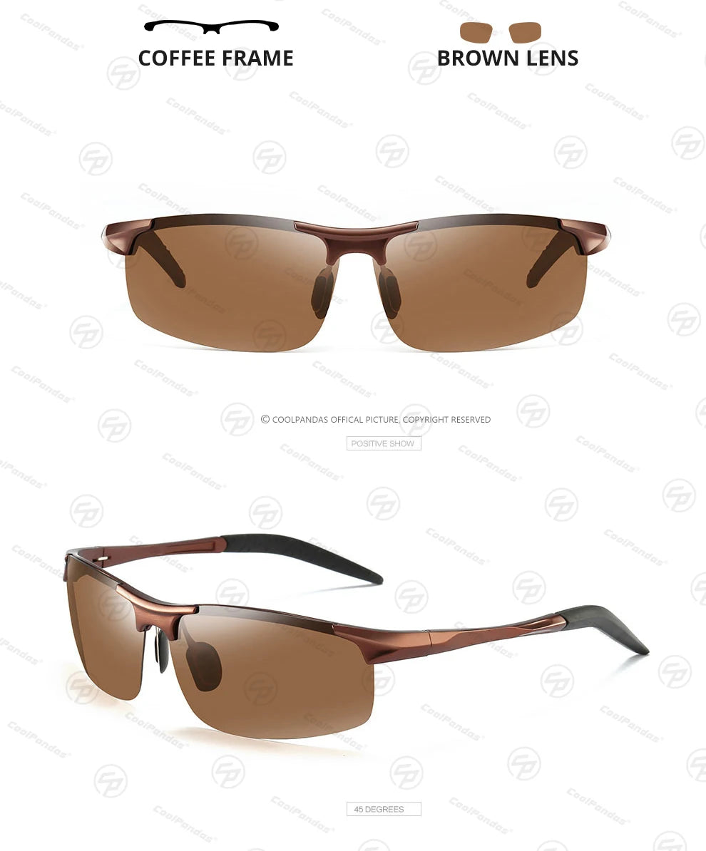 Aluminum Polarized Sunglasses UV400 Anti-Glare Driving Glasses Outdoor Rectangle Shades for Men