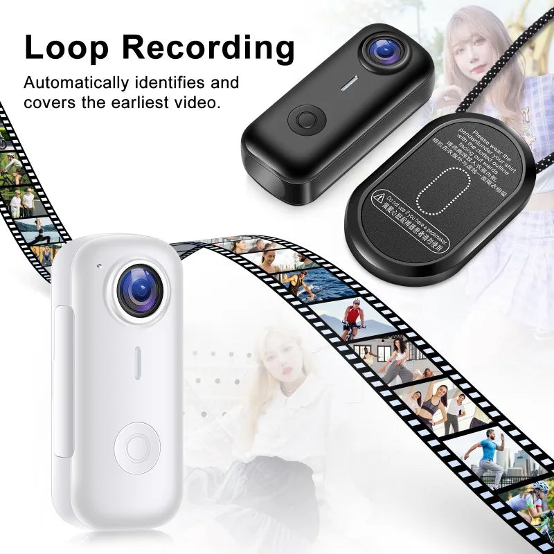 Pocket 2K Mini Magnetic Wearable Action Camera 120 Degree Wide Angle WIFI Hands Free Thumb Cam for Cycling Vlog Outdoor Recording