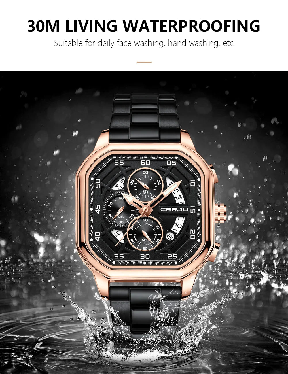 Men Watch Stainless Steel Chronograph Watches for Men Luxury Waterproof Date Analog Quartz Business Clock