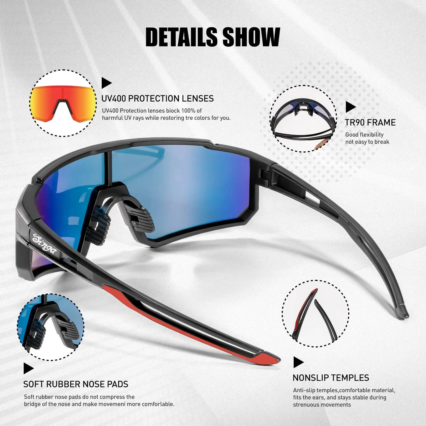 UV400 Photochromic Cycling Sunglasses Outdoor Sports Eyewear