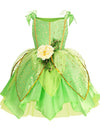 Girls Tinker Bell Costume Halloween Costume Green Fancy Dress Fairy Princess Cosplay Carnival Party Costume