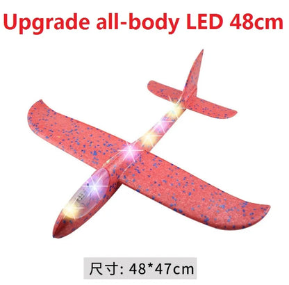 48cm LED DIY Kids Toys Hand Throw Flying Glider Planes Foam Aeroplane Model Party Bag Fillers Flying Glider Plane Toys Kids Game