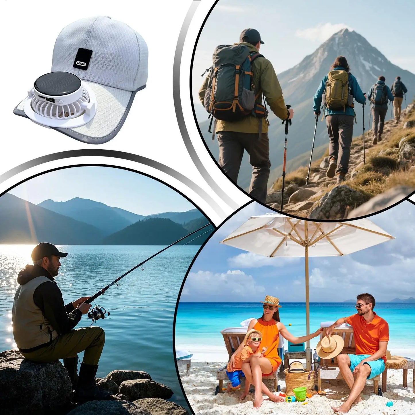 Wide Brim Solar Fan Hat With USB Charging