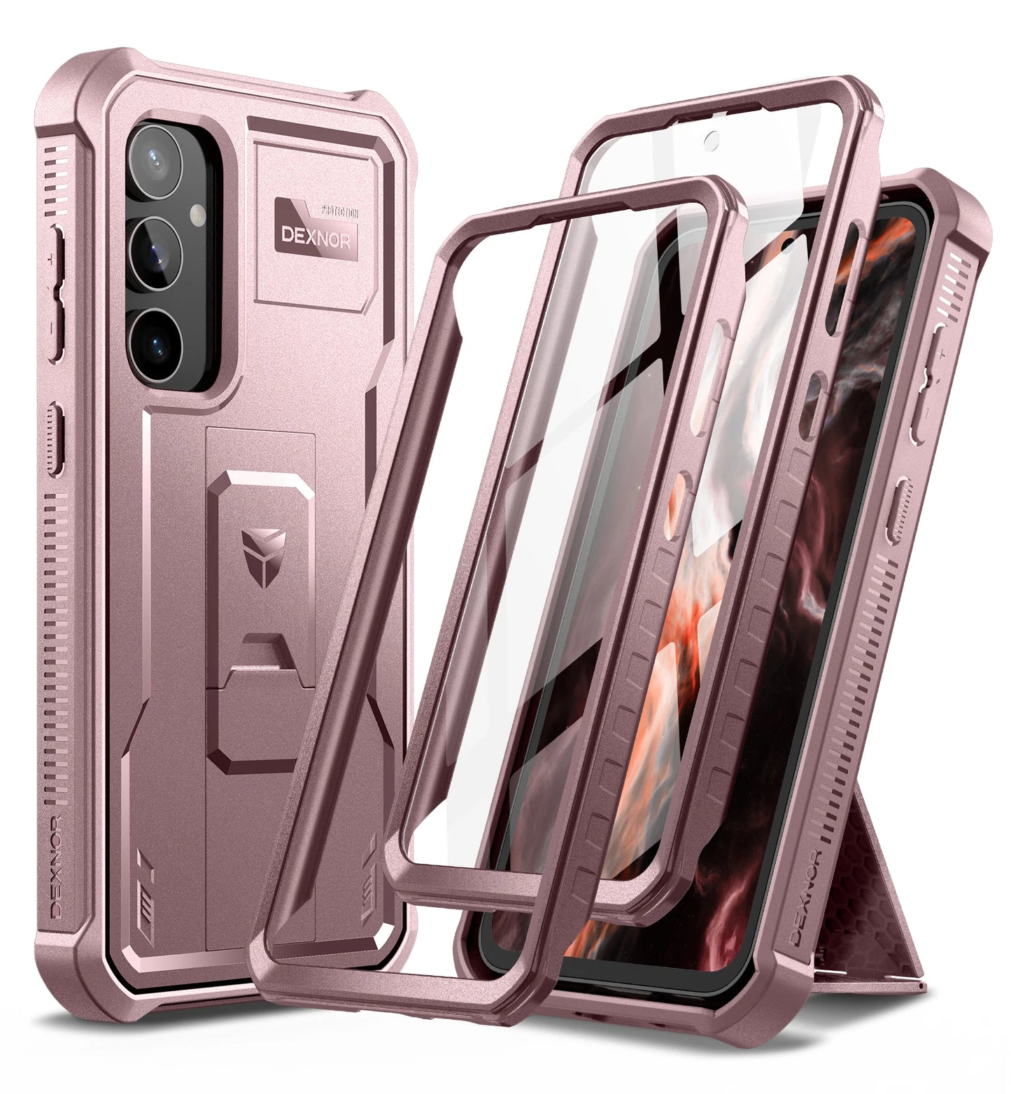 For Samsung Galaxy S23 FE 360 Full Body Bumper Military Grade Armor Shockproof Shell Case Bracket with Built in Screen Protector